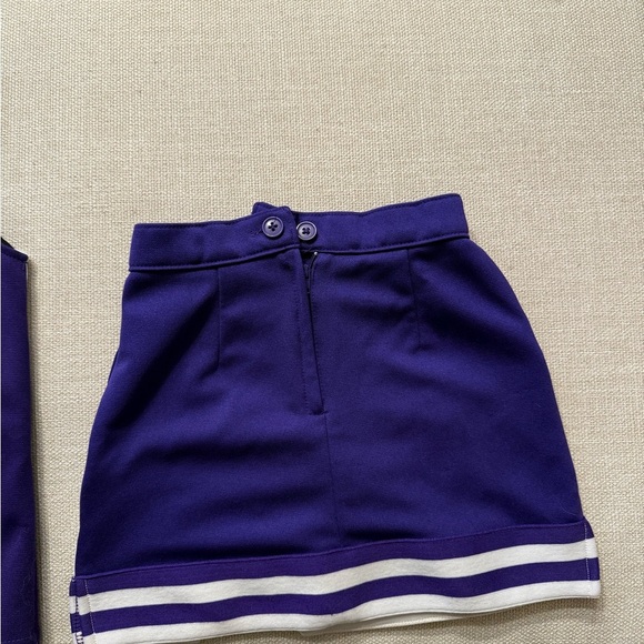 Purple and White Girls Kids Cheerleading Set Top and Skirt - Picture 7 of 8